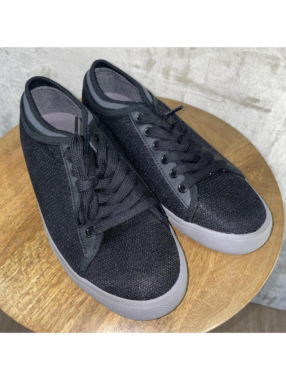 Original Penguin Damon Mens Black Gray Canvas Lifestyle Sneakers Shoes US 8 EUC